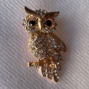 New gold owl brooch
